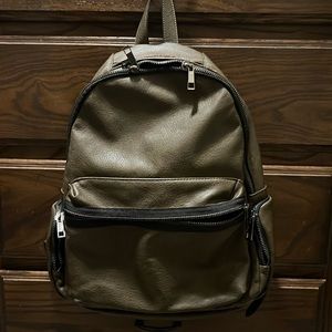 Olive leather backpack from Aldo used